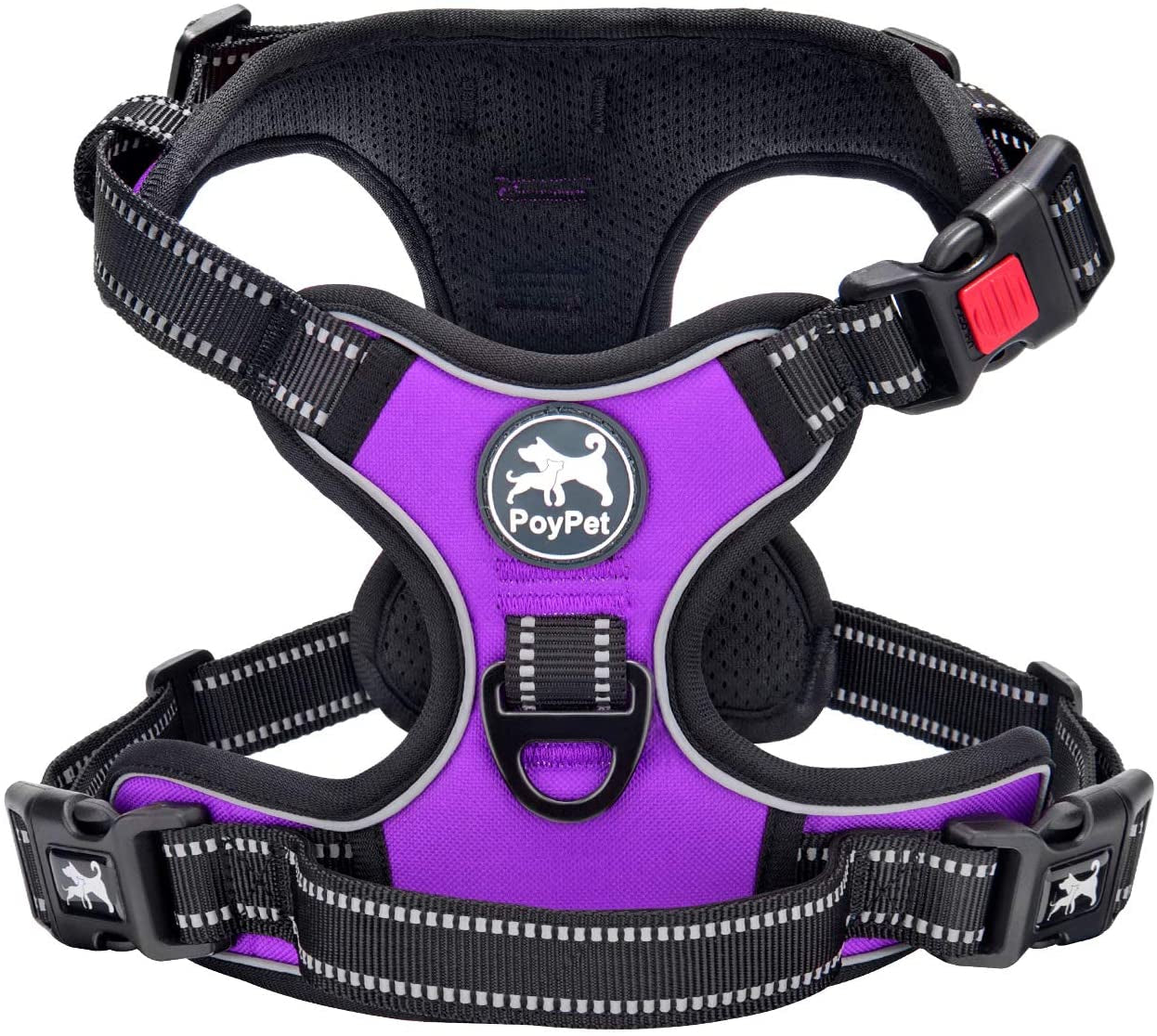 poypet-no-pull-dog-harness-no-choke-front-lead-dog-reflective-harness-adjustable-soft-padded-pet-vest-with-easy-control-handle-for-small-to-large-dogspink-medium