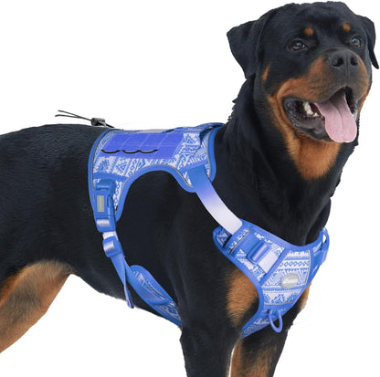 Auroth Tactical Dog Harness for Large Dogs No Pull Adjustable Pet Harness Reflective K9 Working Training Easy Control Pet Vest Military Service Dog Harnesses Army Yellow L25