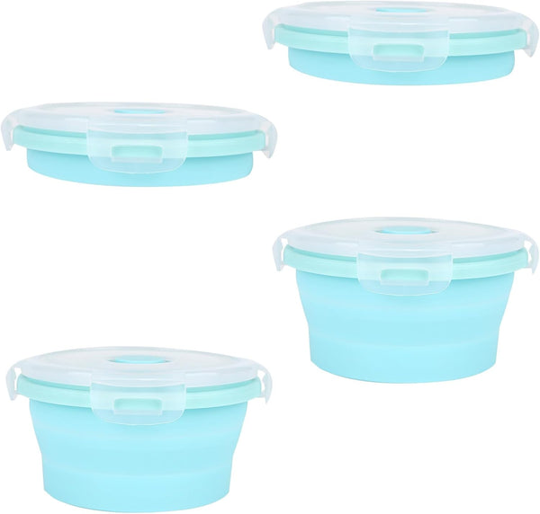 Luter 2 Pieces Collapsible Dog Bowls Silicone Food Water Travel Foldable Bowl with Lids Portable Expandable Pet Feeding Watering Cup Dish for Walking Kennels Camping 350Ml (12X12X3Cm) (Pink & Blue)9