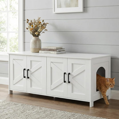 Homhedy 39.4" L Cat Litter Box Enclosure with Barn Door, Black | Wooden Cat Washroom Furniture, Cat House, Pet Storage Cabinet, Dog-Proof, Fit Most of Litter Box, Farmhouse Style14