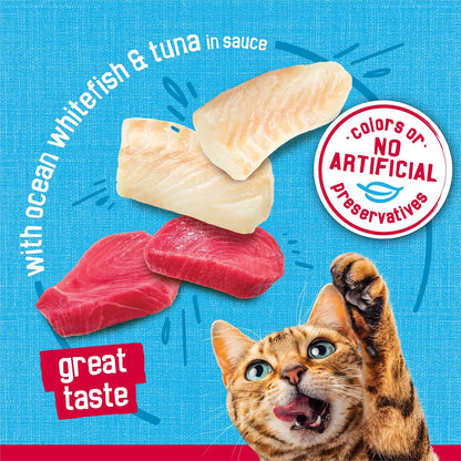 Purina Friskies Prime Filets with Ocean Whitefish and Tuna in Sauce High Protein Wet Cat Food - (Pack of 24) 5.5 Oz. Cans5