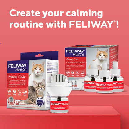 FELIWAY Multicat Cat Calming Pheromone Diffuser Kit | Helps Reduce Fighting, Tension and Aggression between Cats Due to Stress for Multi‑Cat Homes, 30 Day Supply8