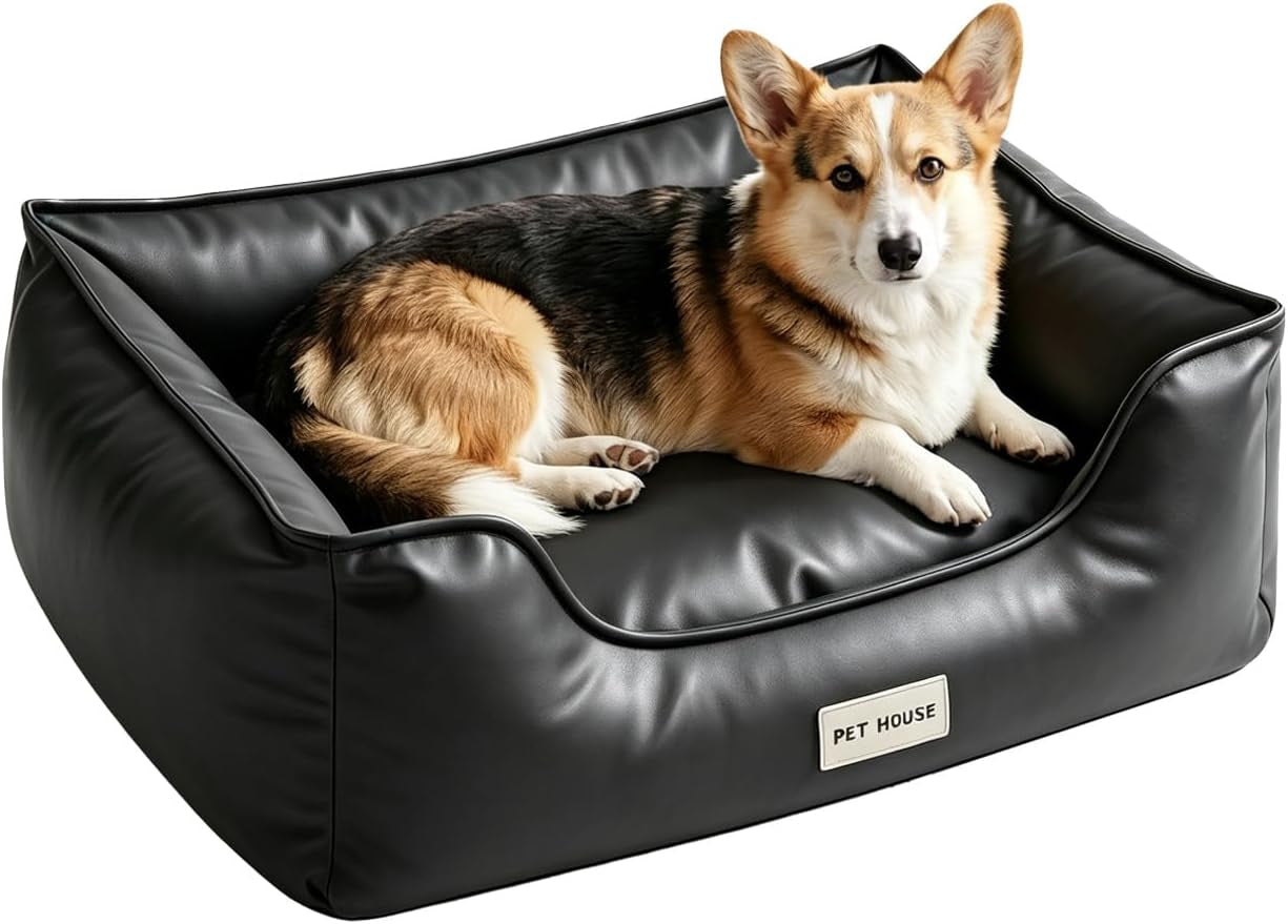 marchul-faux-leather-dog-bed-waterproof-cat-sofa-bed-with-non-slip-bottom-leather-dog-bed-washable-pet-couch-for-small-and-medium-dogs-cats-29-5-x-23-6in-black