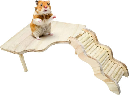 Wooden Hamster Platform for Hamster Cage Accessories Climbing Toys Dwarf Syrian Hamster Gerbil Rat Mice Degus or Other Small Pets (Rectangle)6