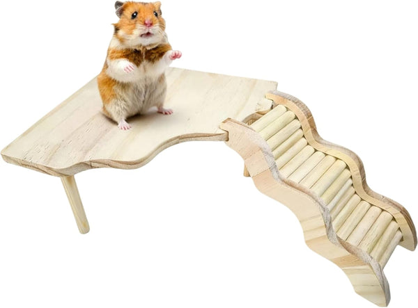 Wooden Hamster Platform for Hamster Cage Accessories Climbing Toys Dwarf Syrian Hamster Gerbil Rat Mice Degus or Other Small Pets (Rectangle)6