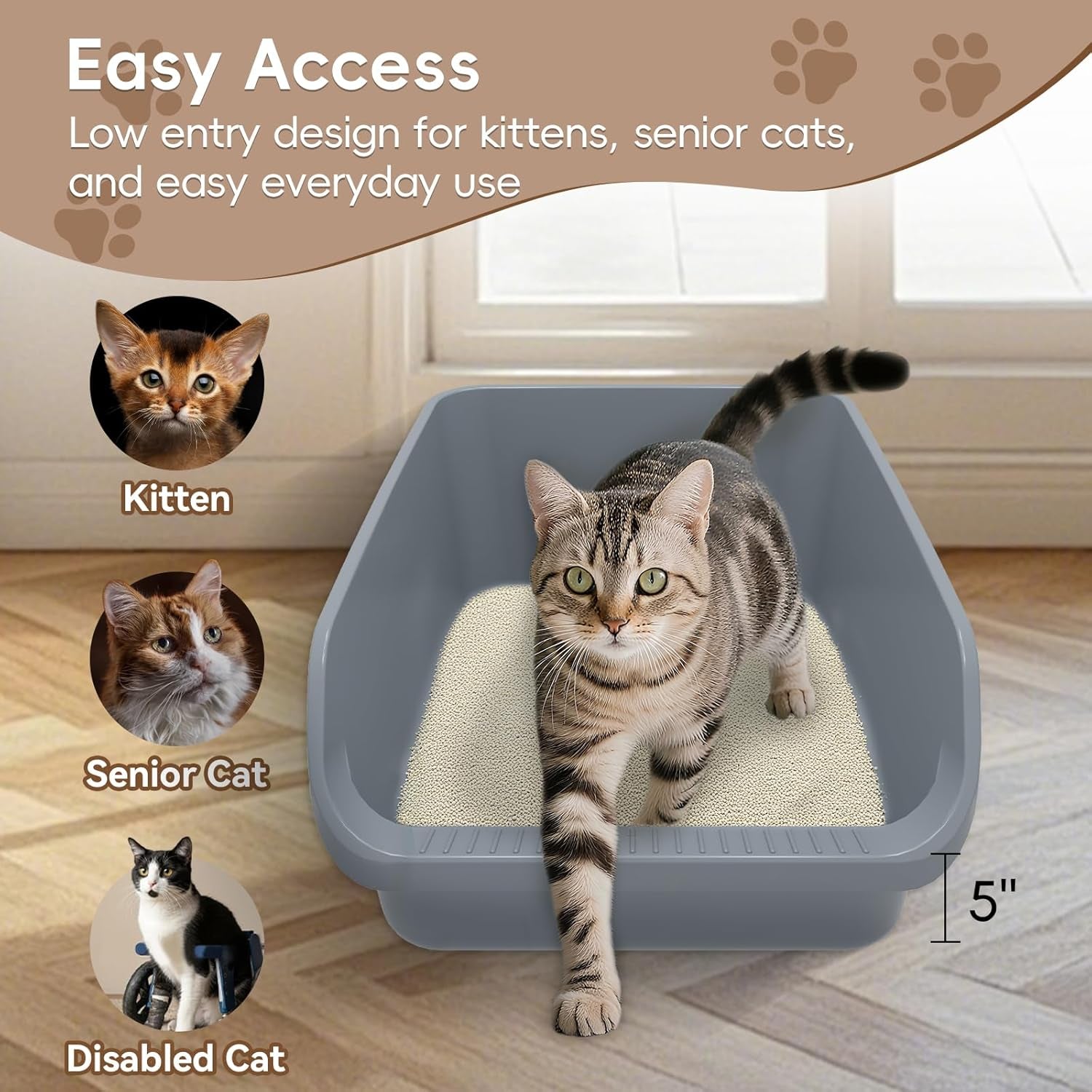 large-cat-litter-box-with-high-sides-durable-open-top-cat-litter-pan-for-kitty-plastic-indoor-big-cat-box-with-high-wall-senior-cat-toilet-with-low-entry-easy-to-clean-anti-splashinggrey