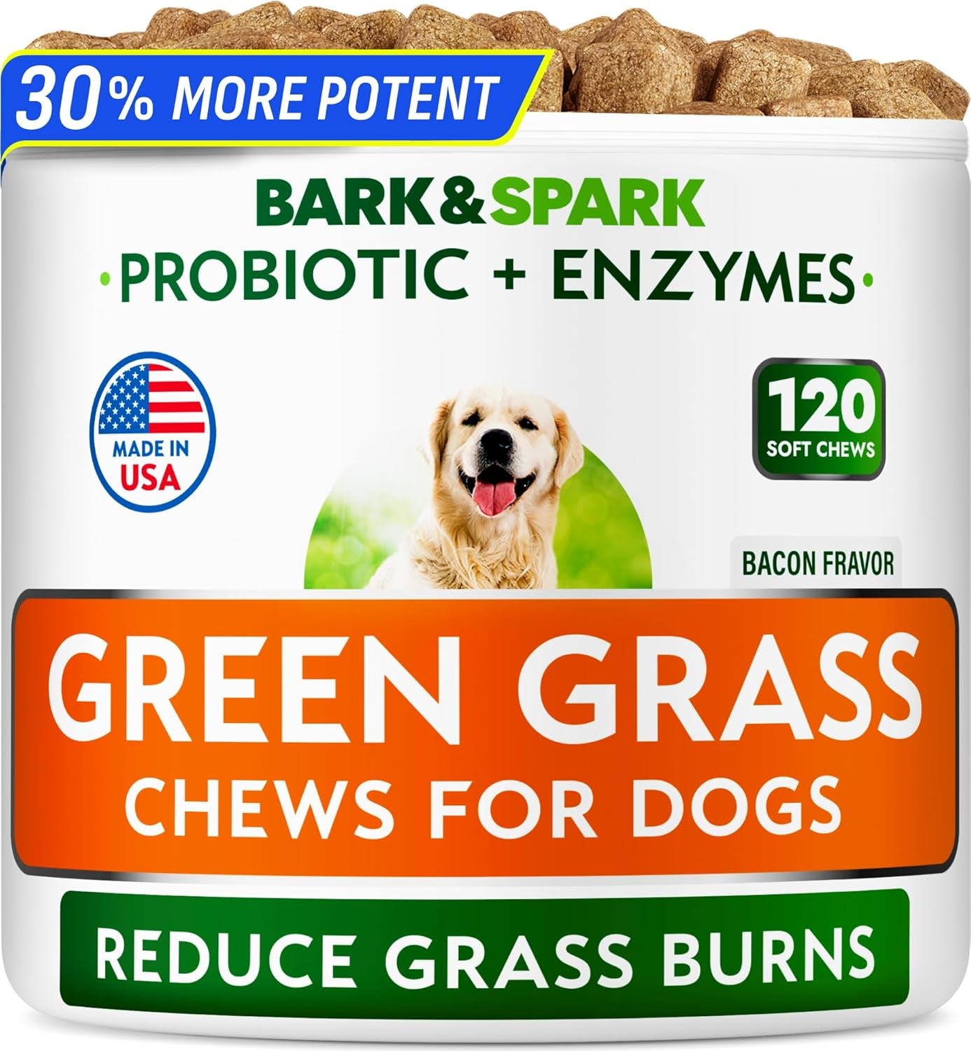 bark-spark-green-grass-dog-chews-dog-pee-grass-urine-neutralizer-lawn-grass-burn-spot-chews-with-probiotics-enzymes-helps-reduce-lawn-burn-from-dog-urine-120-soft-chews