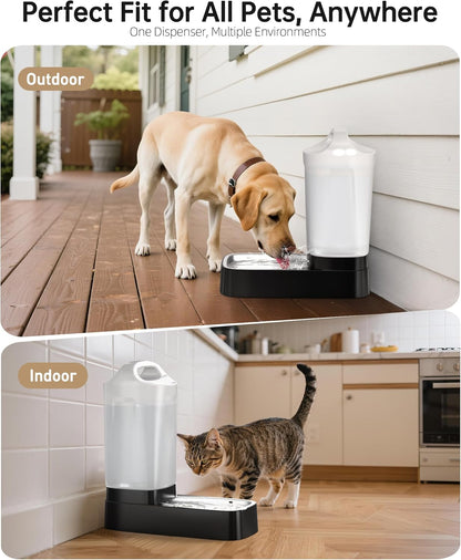 Automatic Dog Water Bowl Dispenser - 2.4 Gallon Gravity Pet Water Dispenser with 304 Stainless Steel Bowl, Dog Auto Feeders Bowls Self Waterer, Easy-Carry Handle for Large Dogs & Cats, Multi-Pet Home8