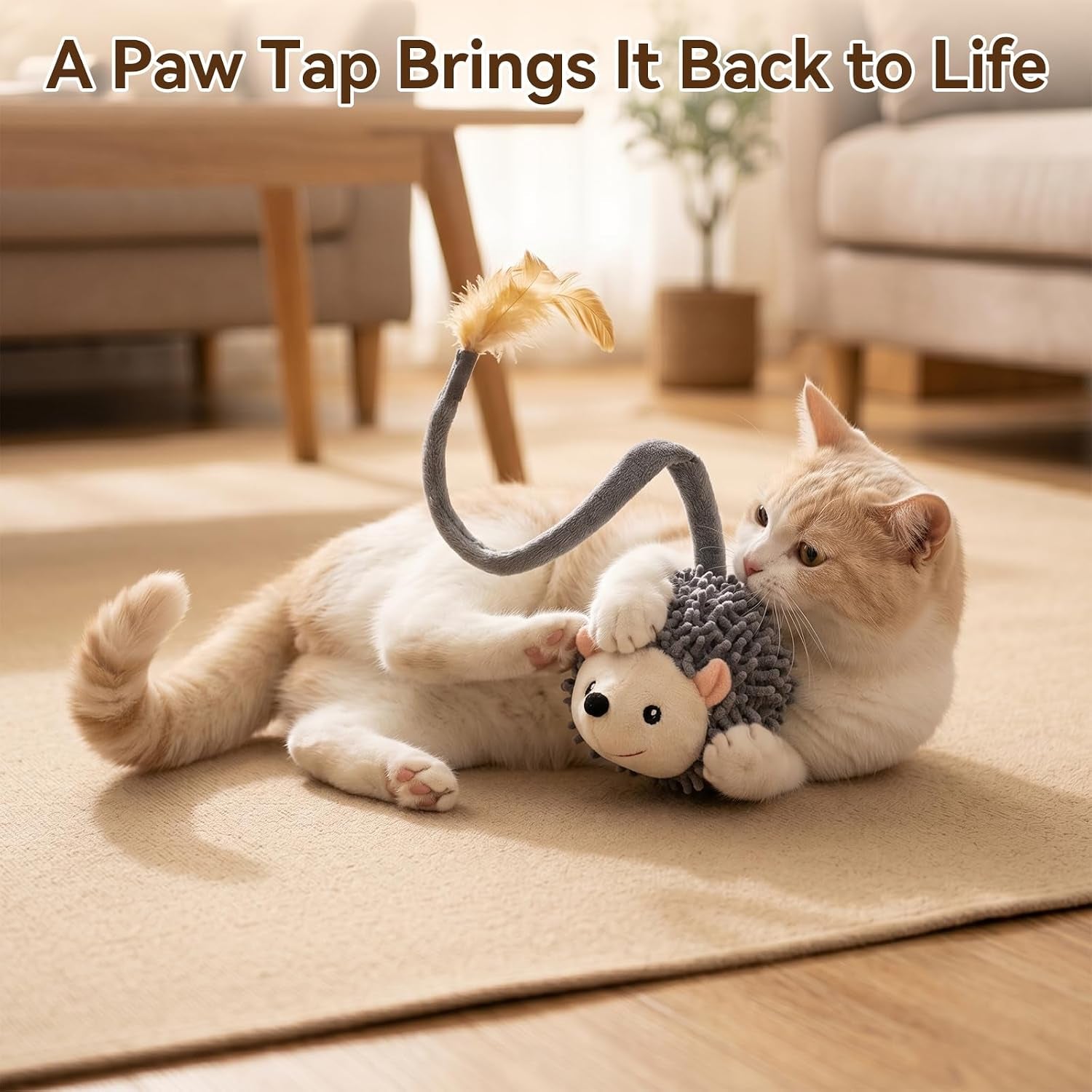 migipaws-interactive-hedgehog-cat-toy-360-rolling-spin-with-soft-plush-tail-for-indoor-cats-smart-motion-sensor-realistic-squeak-rechargeable-plush-kitten-toy-grey