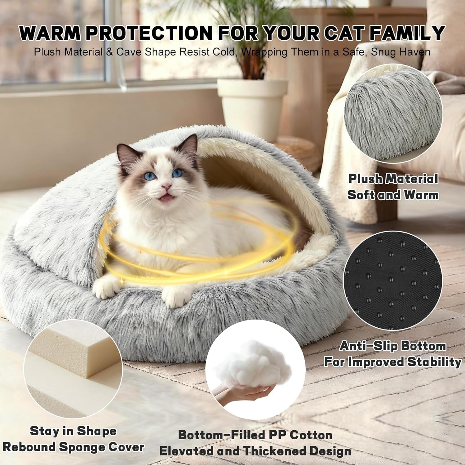 suoxu-small-dog-bed-nest-warm-super-soft-plush-faux-fur-washable-dog-bed-with-non-slip-bottom-for-medium-small-dogs-snooze-sleeping-indoor-gray-65cm-25in