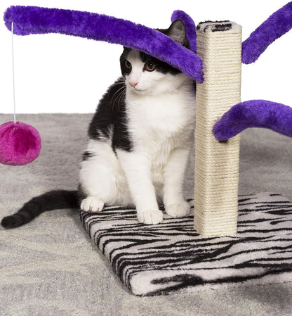 Prevue Pet Products Kitty Power Bounce 'N Spring Scratcher Furniture - Indoor Cat Scratcher Tower with Toys, Vertical Scratch Post for Small & Adult Cats - Purple2