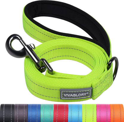 VIVAGLORY Dog Leash Puppy Leash for Collar, 3Ft X 1In, Black | with Soft Padded Handle for Training & Walking, Heavy Duty & Double Layer Nylon Pet Puppy52
