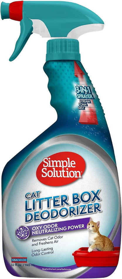 Simple Solution Cat Litter Deodorizer, Litter Box Odor Eliminator, Cat Urine Remover, Kitten Supplies, Pee Cleaner, Pet Odor Eliminator, 32 Ounces1
