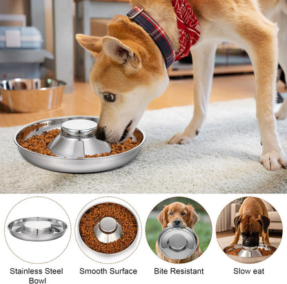 4 Pcs Stainless Steel Puppy Bowls, 10.2 Inch Silver Multiple Puppy Feeding Station, Non Skid Dog Food and Water Bowls for Weaning, Litter Feeding, and Slow Feeder Use5