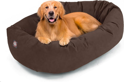 Majestic Pet 32 Inch Suede Calming Dog Bed Washable – Cozy Soft round Dog Bed with Spine Support for Dogs to Rest Their Head - Fluffy Donut Dog Bed 32X23X7 (Inch) - round Pet Bed Medium – Sage16