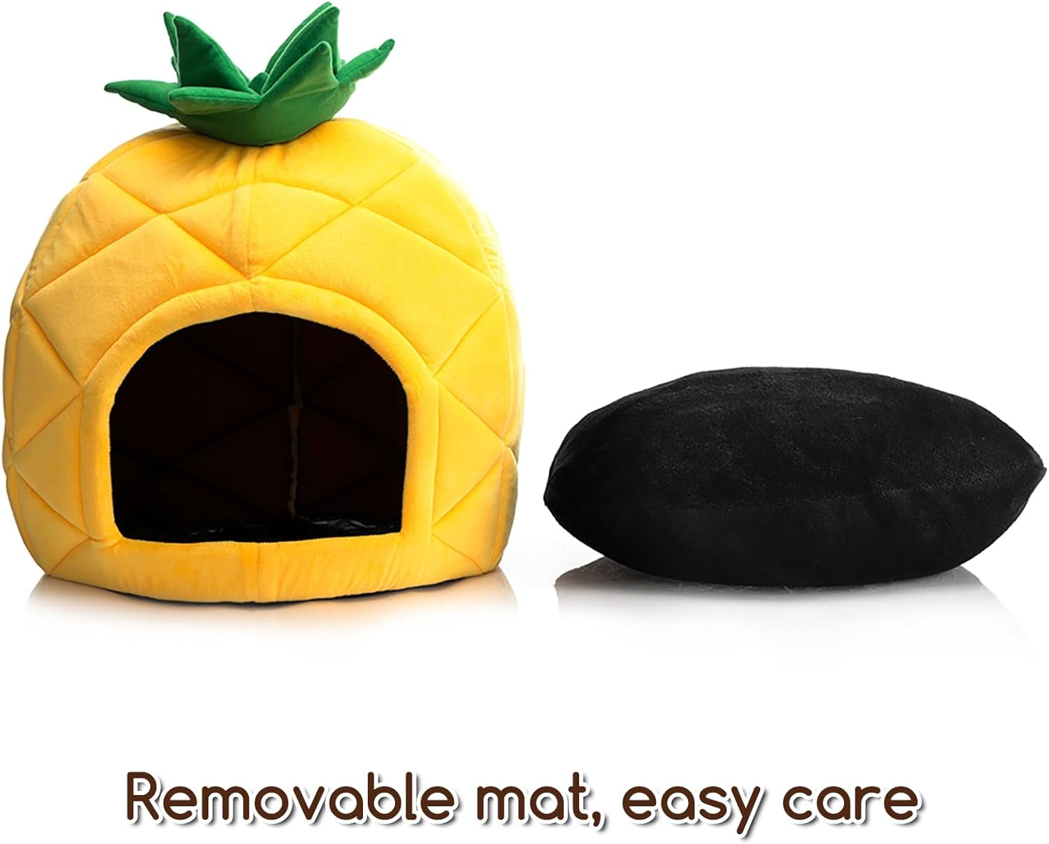 hollypet-cat-bed-cave-for-indoor-cats-for-pets-up-to-15-lbs-pineapple-warm-cat-bed-cats-cave-condo-covered-kitty-house-with-removable-washable-cushion-cozy-enclosed-pet-bed-for-small-dogs