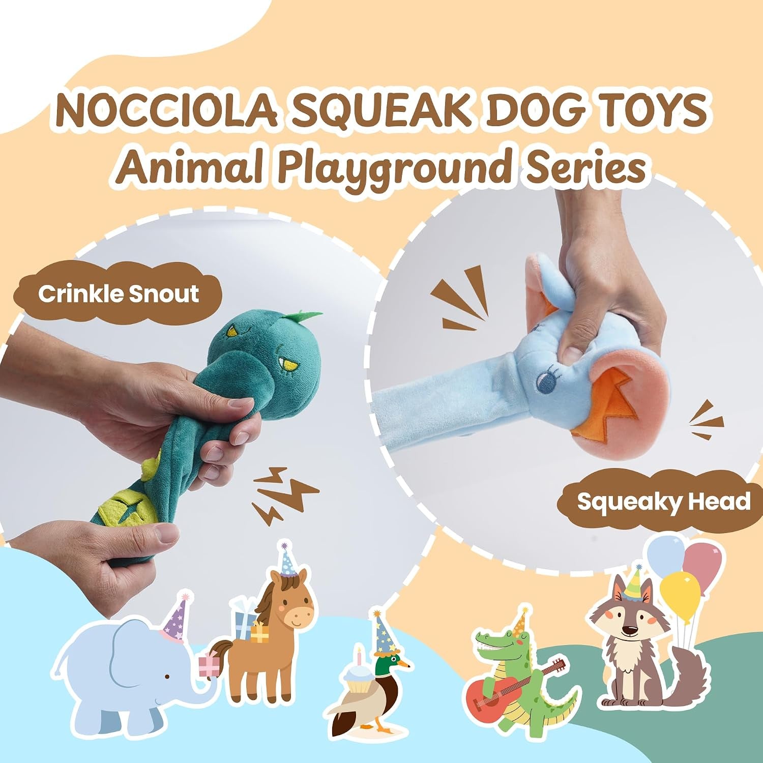 nocciola-dog-squeak-toys-5pcs-dog-toys-to-keep-them-busy-for-aggressive-chewers-hide-and-seek-crinkle-dog-toy-for-large-dogs-long-face-wild-animals-playground-series
