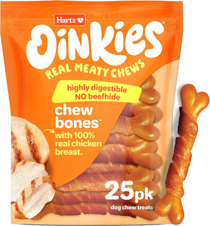 Oinkies Chicken Wrapped Lasting Chew Bone Dog Treats, 25 Ct1