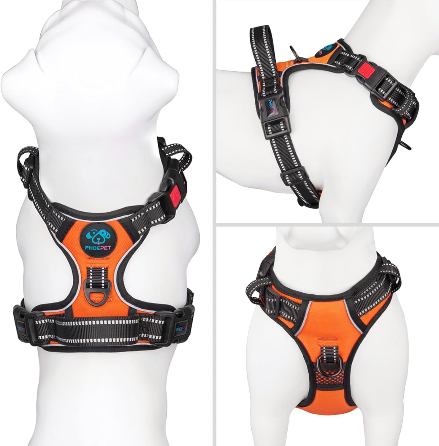 phoepet-no-pull-dog-harness-medium-reflective-front-clip-vest-with-handle-adjustable-2-metal-rings-3-buckles-easy-to-put-on-take-offm-orange