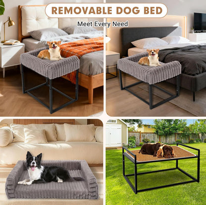 Bedside Dog Bed Adjustable Elevated Bunk Lounge Dog Bed Attach to Human Bed | Dog & Cats Window Perch, 25"X18" Metal Frame Pet Bedside Co-Sleeper with Thick Supportive Cushion Mattress & Washable Cover7