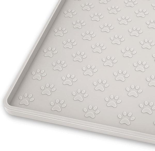 Ptlom Pet Placemat for Dog and Cat, Mat for Prevent Food and Water Overflow, Suitable for Small, Medium and Big Pet, 18" 12", Grey, Silicone31