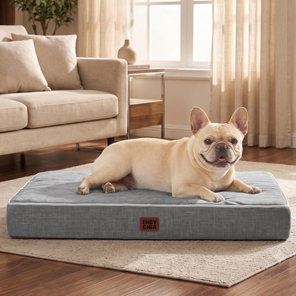 EHEYCIGA Medium Memory Foam Dog Crate Bed Washable, 30X20Inch, Grey | High Density Egg Crate Foam, Waterproof Liner, Removable Easy Clean Cover, Non-Slip Bottom, Fits Crate, Floor and Sofa8