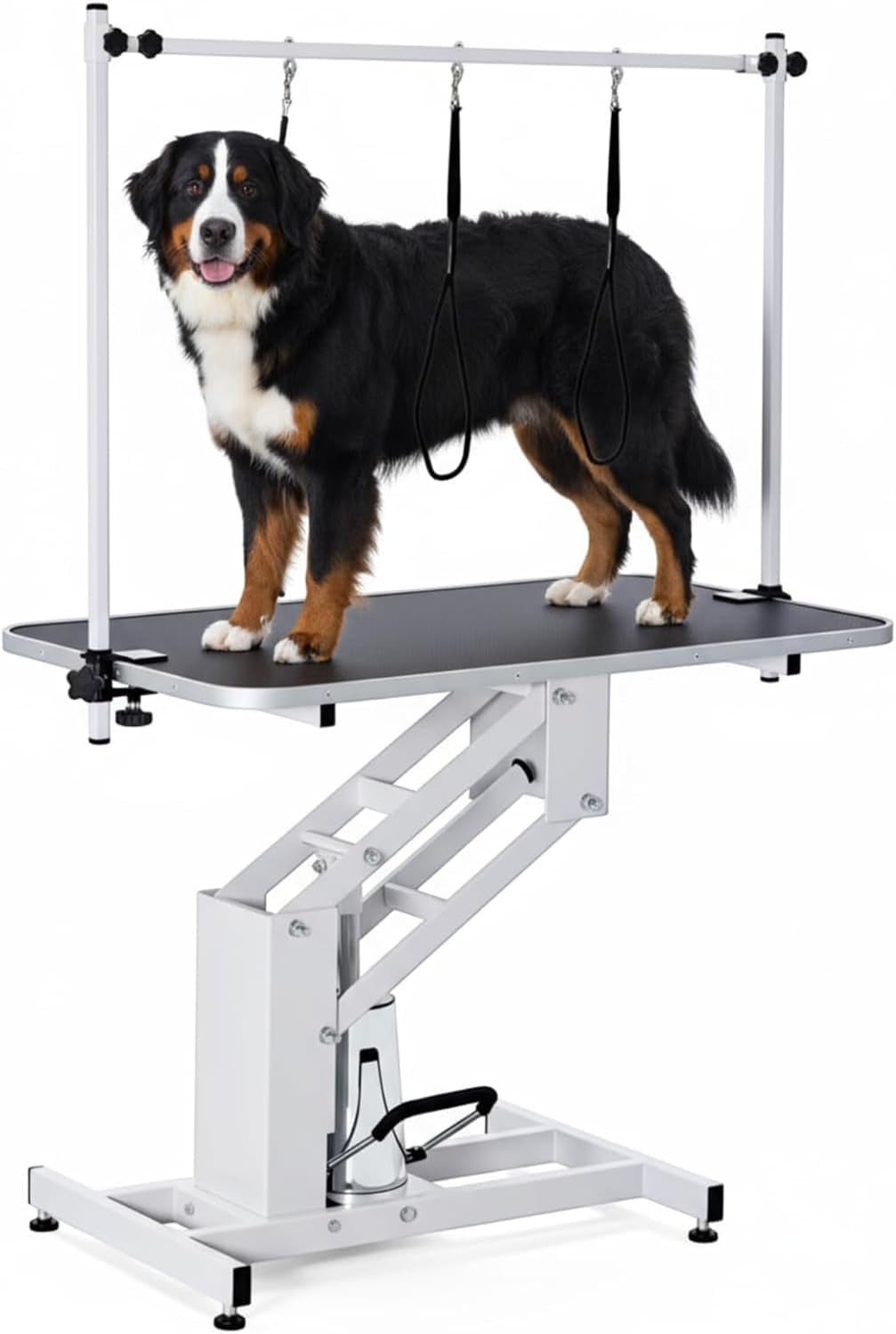 garveelife-43-3-hydraulic-dog-grooming-table-for-pet-heavy-duty-structural-hydraulic-max-load-350lbs-professional-pet-grooming-table-with-adjustable-overhead-arm-noose-height-range-22-39-white