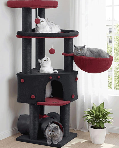 Small Cat Tree Tower for Indoor Cats, 40 in Medium Cat Bed Scratching Posts | Multi Level Compact Kitty Kitten Houses Climbing Trees Stands with 2 Condos Sisal Post Perch Platform Hammock Plush Toy Balls13