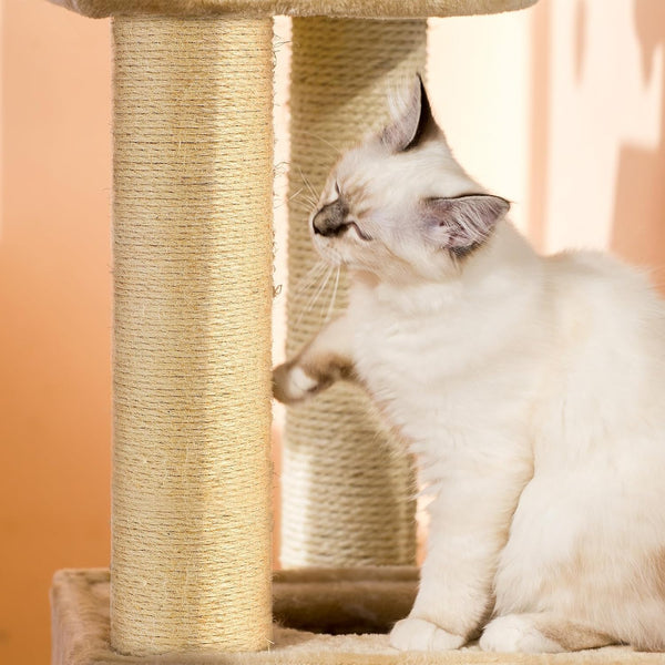 4 Pcs M8 Cat Scratching Post Replacement 11.8X3.5'' Sisal Pole Cat Tree Climbing Post Replacement with Screw, Refill Scratcher Pole for Indoor Kitten Tree Tower Spare Pet(Primary Color)3