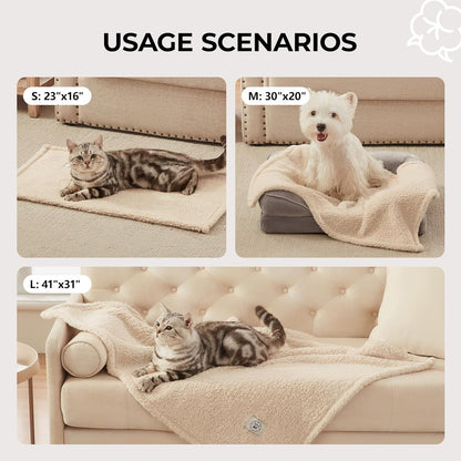 1 Pack 3 Calming Blankets Fluffy Premium Fleece Pet Blanket Soft Sherpa Throw for Dog Puppy Cat Beige Small (23" X16'') | Fluffy Throw Blanket Washeble for Crate Bed Couch Indoor. Cozy Pet Blanket, Puppy Essentials Dog Gift,Beige,Small4