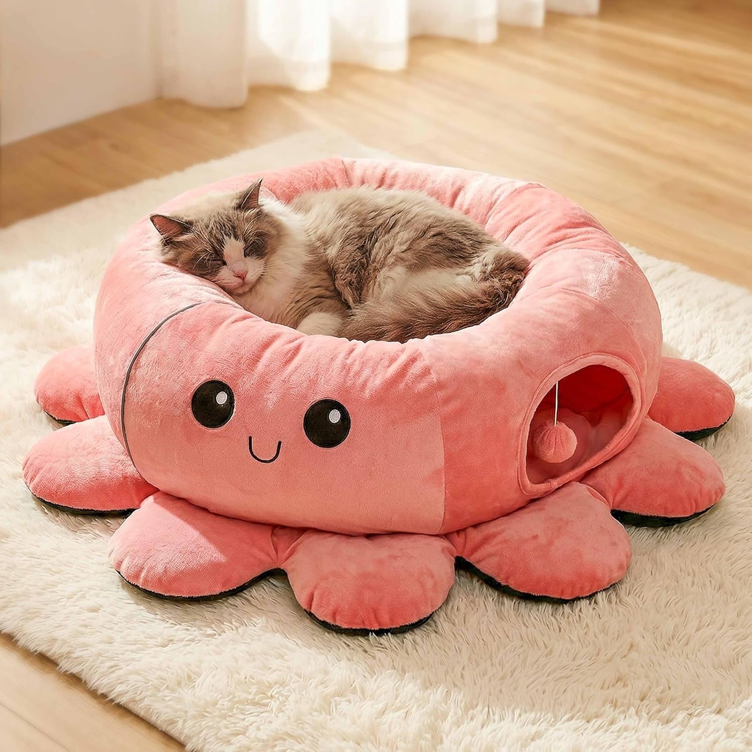 cat-tunnel-bed-with-20-cat-toys-collapsible-play-tunnel-for-indoor-cats-kitten-toys-for-indoor-kittens-octopus-shaped