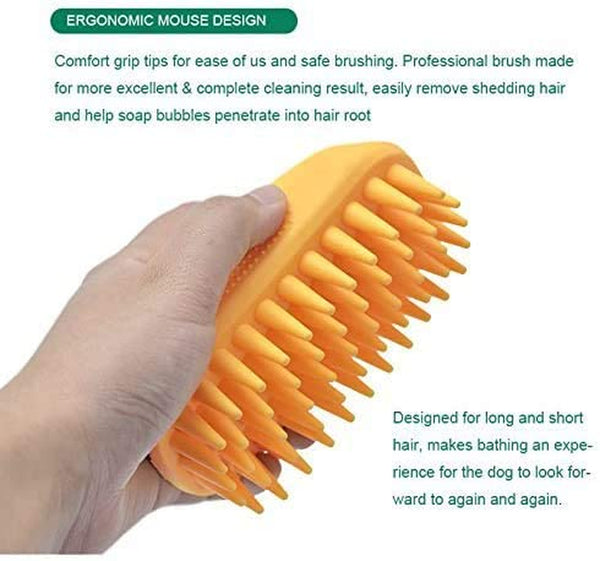 Pet Silicone Shampoo Brush for Long & Short Hair Medium Large Pets Dogs Cats,Shower Wash Curry Brush,Dog Hair Products Accessories Dog Back Massage for Long & Short Hair Small Large Pets Dogs(Green)3