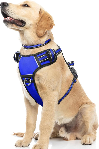 Dog Harness No Pull, Pet Harnesses with Dog Collar, Adjustable Reflective Oxford Outdoor Vest, Front/Back Leash Clips for Small, Medium, Large, Extra Large Dogs, Easy Control Handle for Walking34