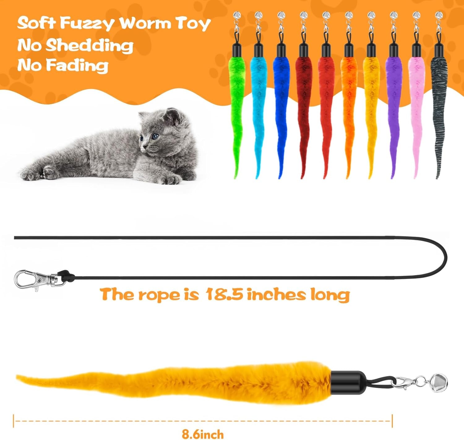 kerros-fuzzy-worm-cat-wand-refills-with-black-string-10-pcs-10-fuzzy-worm-cat-wand-attachments-with-1-black-string-for-indoor-cats-and-kittens-to-chase-jump-and-play