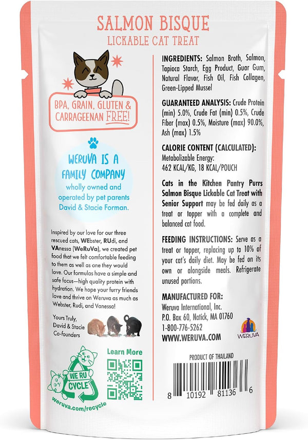 Weruva Cats in the Kitchen Pantry Pours, Salmon Bisque with Senior Support, 1.4Oz Pouch, Pack of 122