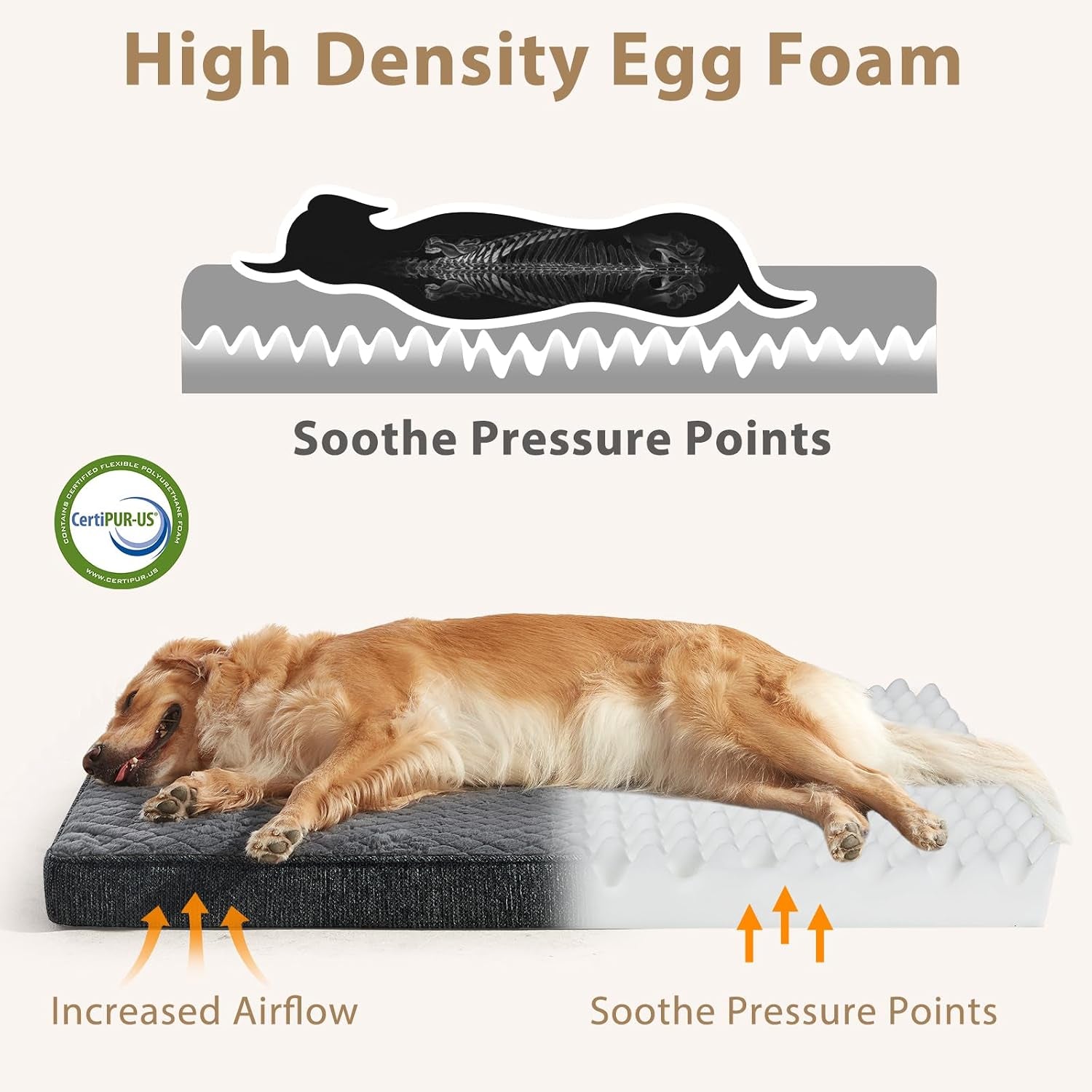 joejoy-orthopedic-xl-dog-bed-for-large-dogs-waterproof-dog-bed-for-crate-with-washable-removable-cover-extra-thick-egg-crate-memory-foam-pet-beds-grey-41x27