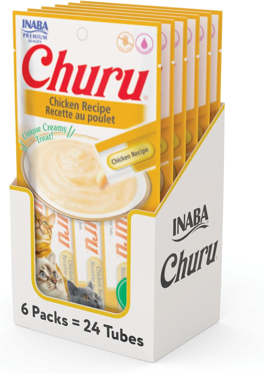 inaba-churu-cat-treats-lickable-squeezable-creamy-puree-cat-treat-with-green-tea-extract-taurine-0-5-ounces-each-tube-24-tubes-4-per-pack-chicken-recipe