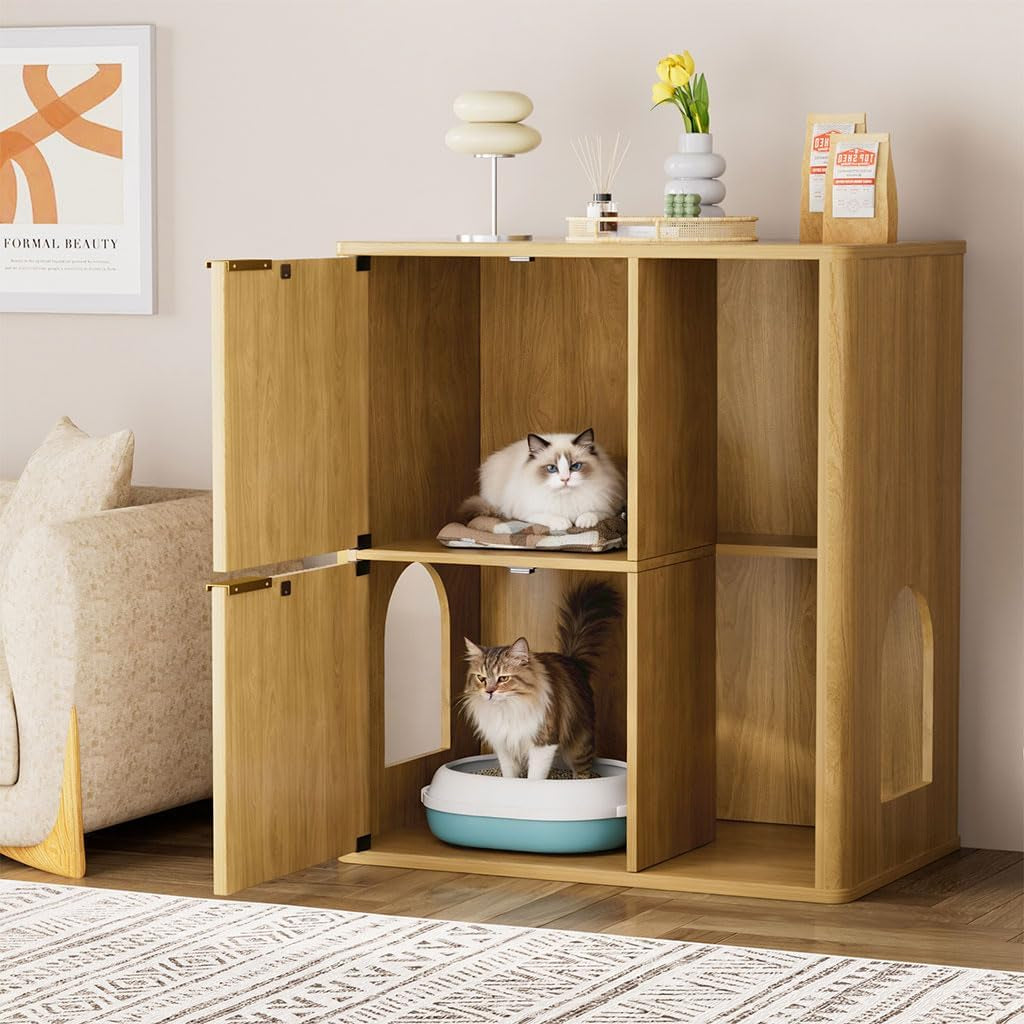 cat-litter-box-enclosure-furniture-2-storey-hidden-litter-box-cabinet-with-scratching-post-storage-shelf-fluted-modern-litter-box-enclosure-for-living-room-bedroom-natural