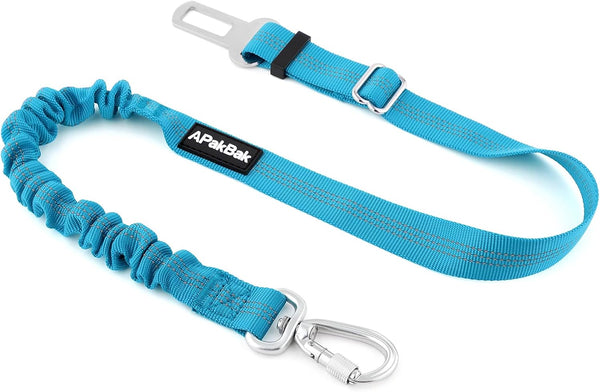 Dog Seat Belt for Car, Car Harness with Locking Aluminum Hook | Adjustable Reflective Nylon Seatbelt with Elastic Bungee, Travel Safety Restraint, for Small Medium Large Dogs, Light Blue1