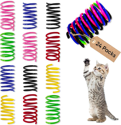 Cat Toys for Indoor Cats, 30 Pack Interactive Cat Spring Toys, Durable Colorful Plastic Spiral Springs for Kitten Hunt, Swat and Bite, Bulk Cat Toys14