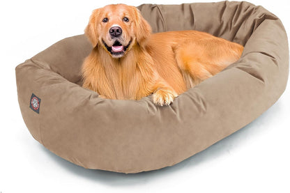 Majestic Pet 32 Inch Suede Calming Dog Bed Washable – Cozy Soft round Dog Bed with Spine Support for Dogs to Rest Their Head - Fluffy Donut Dog Bed 32X23X7 (Inch) - round Pet Bed Medium – Sage9
