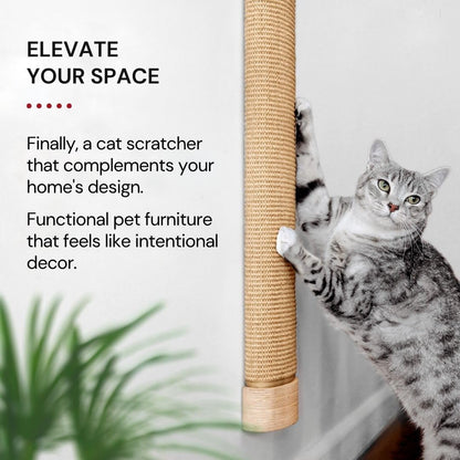 7 Ruby Road Wall Mounted Cat Scratcher, Replaceable Sisal Scratching Post | for Indoor Cats & Large Breeds — 29.5" Tall, Solid Pine with Natural Woven Sisal, No Glue or Staples, Easy Wall Mount3
