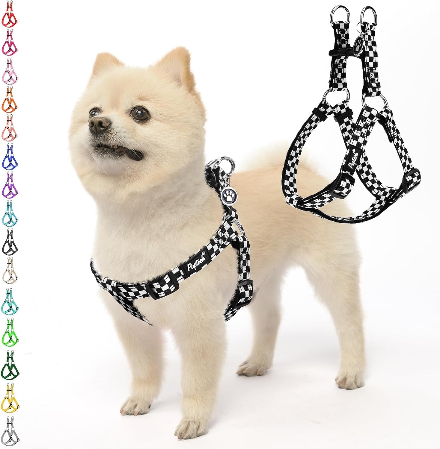pupteck-no-pull-dog-harness-soft-adjustable-basic-nylon-step-in-puppy-vest-outdoor-walking-with-id-tag