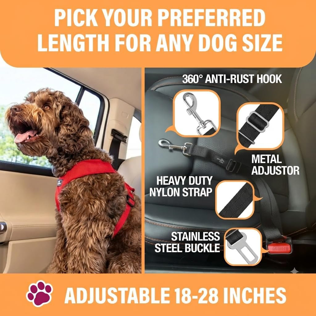 active-pets-black-car-seat-belt-for-dogs-attaches-to-harness-collar-adjustable-18-24-travel-restraint-system-fits-small-large-pups-for-safety-comfort-essential-pet-supplies-accessories