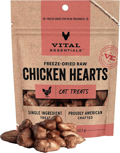 Vital Essentials Freeze Dried Raw Chicken Hearts Cat Treats, 0.8 Oz Bag | Single Ingredient, Premium Quality Protein, Grain-Free, USA Made with U.S. & Globally Sourced Ingredients11