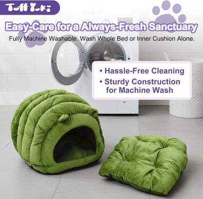 Cat Cave Bed, Orthopedic Memory Foam anti Anxiety Cat Bed for Indoor Cats, Cozy Plush Caterpillar Tunnel Cat Bed, Non Slip Pet Bed Fits Cats up to 15 Lbs, Green6