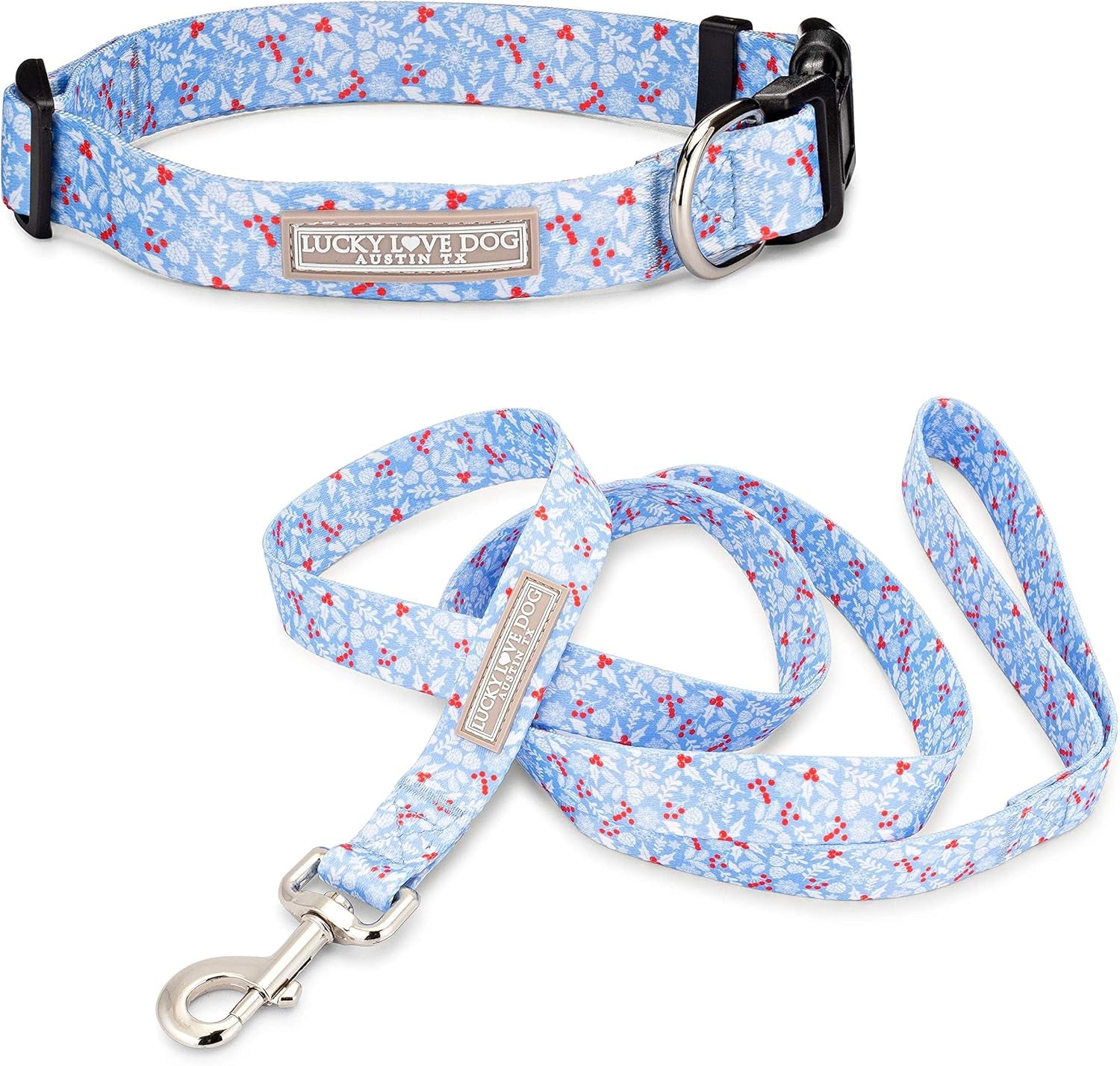 lucky-love-dog-easy-click-buckle-dog-collar-with-leash-set-combo-durable-comfortable-for-male-female-dogs-pet-collar-for-medium-dogs-secure-fit-blackbird-combo-medium