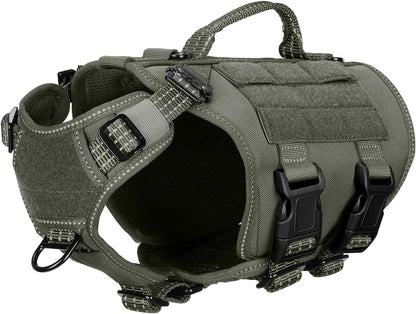 ICEFANG No Pull Tactical Dog Harness for Large Dogs,Adjustable Dog Vest | Control Handle,Molle Panel,Front Hook,3 Leash Clips,Soft Padded,For Walking Training,Pink,Large20