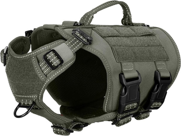 ICEFANG No Pull Tactical Dog Harness for Large Dogs,Adjustable Dog Vest | Control Handle,Molle Panel,Front Hook,3 Leash Clips,Soft Padded,For Walking Training,Pink,Large20
