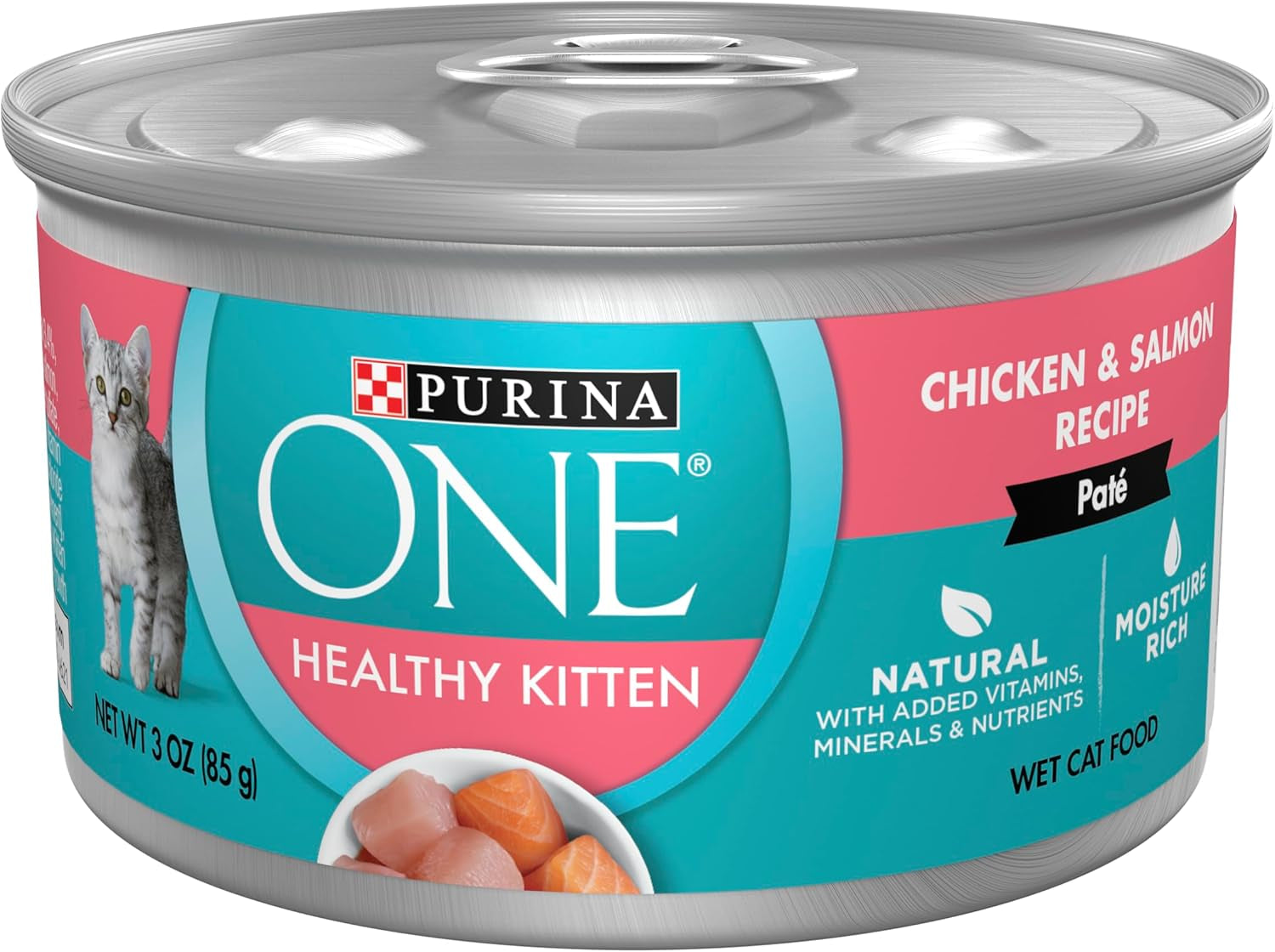 purina-one-grain-free-natural-pate-wet-kitten-food-healthy-kitten-chicken-salmon-recipe-pack-of-24-3-oz-pull-top-cans